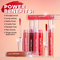 Hilary Rhoda Power Of Matte Liquid Lipstick | Buildable Colour | Long Lasting & Matte Finish | Lightweight & Non-Drying Formula | Smudge Proof & Non-Transferable | 3ml (Pink Candy - Shade 05)