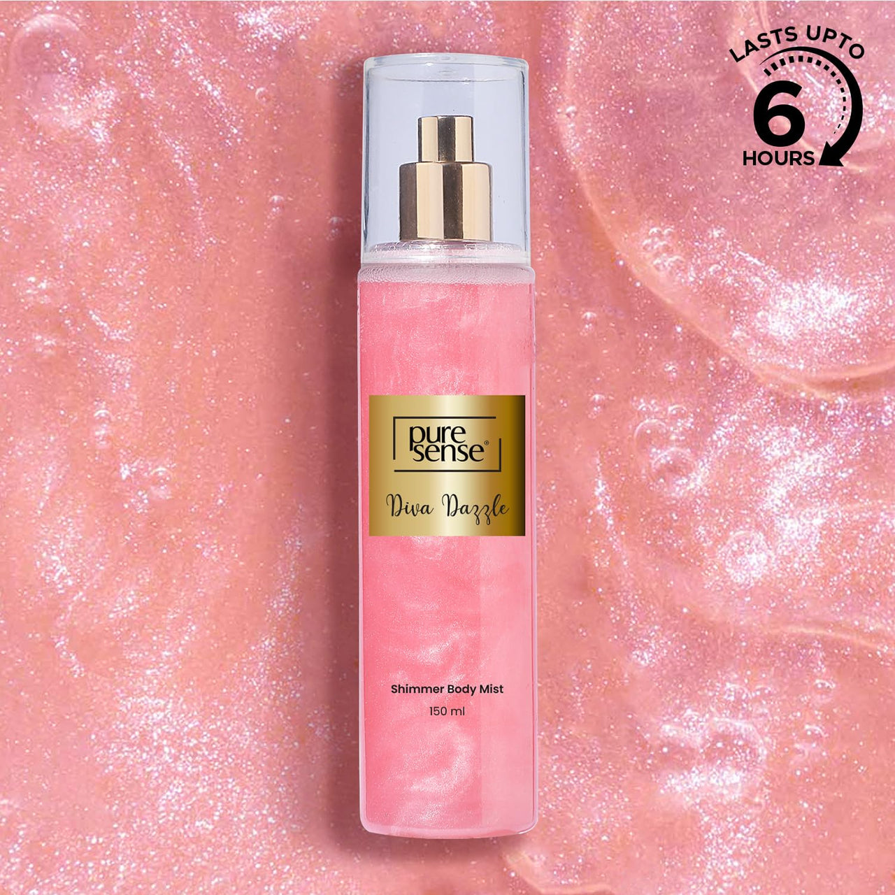 PureSense Diva Dazzle Pink Shimmer Body Mist Spray for Women | Long Lasting Luxury Refreshing Fragrance | Travel Friendly | 150ml