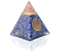 Orgone Pyramid | Lapis Lazuli Orgonite Pyramid for Wisdom, Harmony, Honesty & Self-Awareness | Healing Crystal Gemstone Pyramid | Orgone Pyramid Crystal - Handmade In India