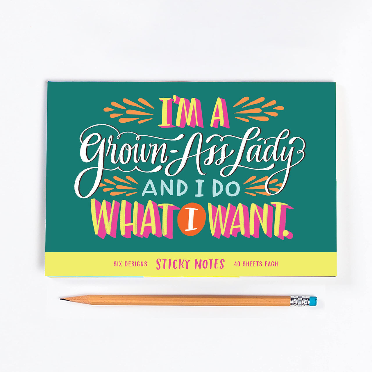 Em & Friends Grown-Ass Lady Sticky Note Packet, 6 Sticky Note Pads Set, 2.75 x 2.75-Inches and 40-Sheets Each Grown Lady