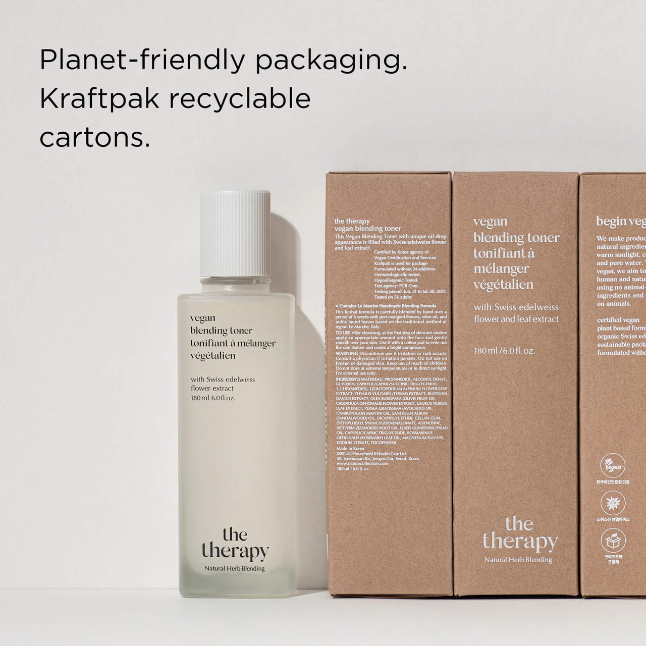 The Face Shop Therapy Vegan Blending Toner | Organic Vegan Soothing Face Toner | Elasticity Improvement & Deeply Hydrating|K-Beauty|180ml