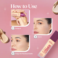 Hilary Rhoda Super Cover Foundation | Blemish Free | High Coverage & Waterproof Foundation | 24-Hour Stay & Non-Sticky Formula | Matte Finish | Blends Flawlessly | 30g (Fair Ivory| Shade 02)
