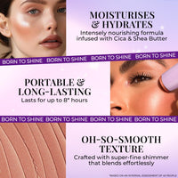 Just Herbs Born To Shine Shimmery Silver Sparkle Smooth | Portable | Moisturises & Hydrates infused with Shea Butter and Cica Single Stroke All Day Long Highlighter for Women 14g