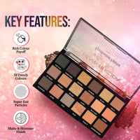 Hilary Rhoda Play N Blend Eyeshadow Palette | Matte & Shimmer Finish | Super-Fine Particles | 18 Trendy Colours | Available In 2 Variants | Blends Easily - 20g (Iconic- Shade 02)
