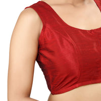 Madhu Fashion Womens Poly Raw Silk Embroidered Sleeveless Readymade Saree