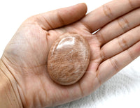 Peach Moonstone Palm Stone - Hot Massage Worry Stone for Natural Body Chakra Balancing, Reiki Healing and Crystal Grid Peach Moonstone