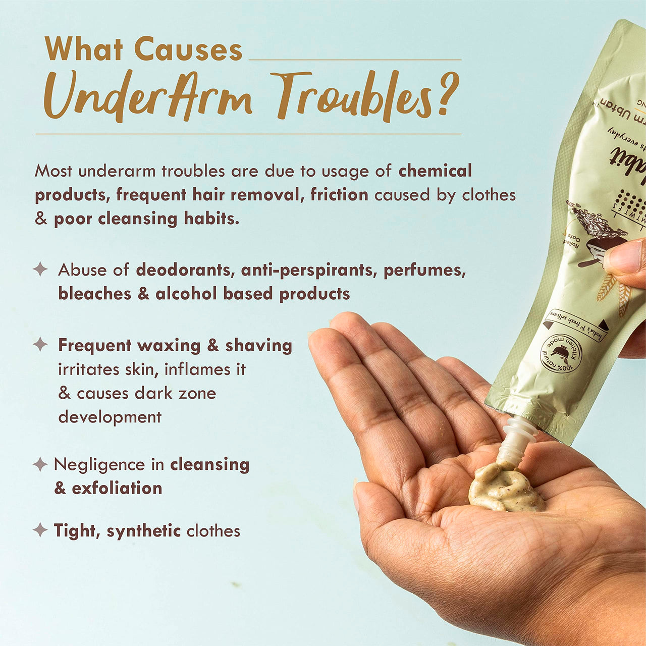 Nat Habit White Yogurt UnderArm Ubtan & Scrub For Softening, Odour Control & Remove Darkness With Yogurt & Oats, Zero Chemical (40gm X Pack f 2)