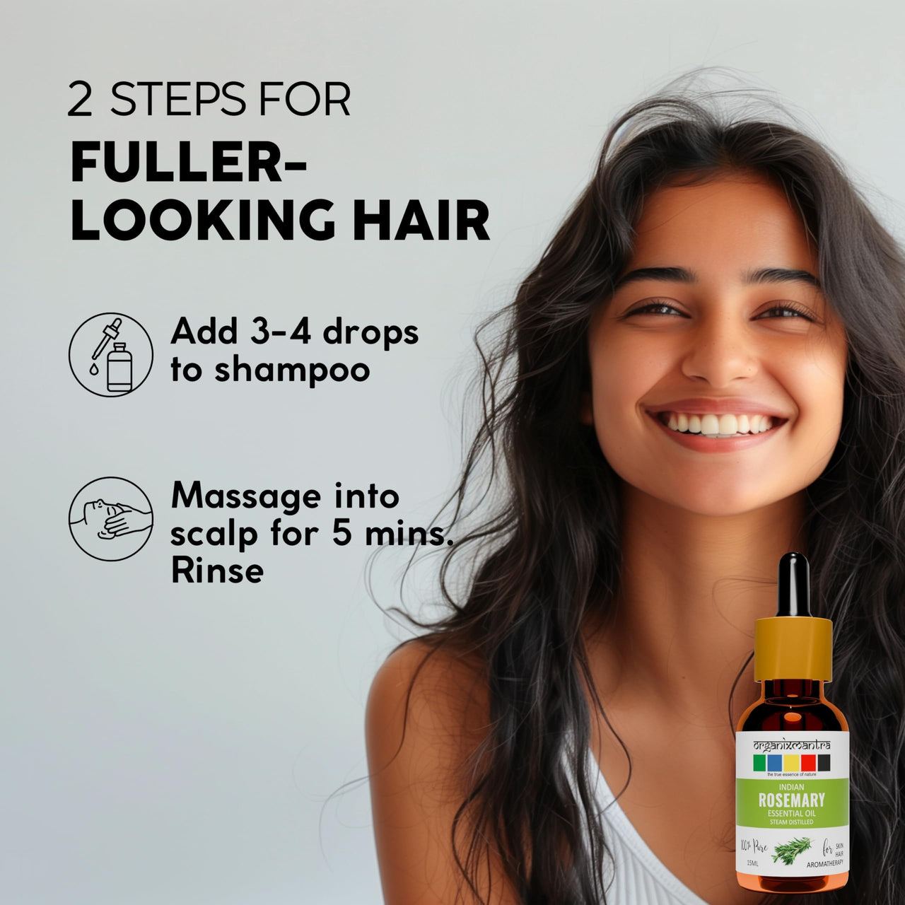 Organix Mantra Rosemary Essential Oil for Hair, Skin & DIY - 100% Natural Rosemary Oil - 15ML
