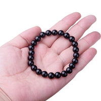 WRCXSTONE Natural 8mm Gorgeous Semi-Precious Gemstones Healing Crystal Stretch Beaded Bracelet Unisex Black Onyx