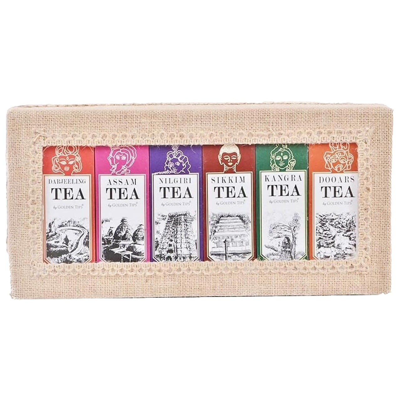 Golden Tips Finest Gift Box Loose Leaf Black Tea Darjeeling, Assam, Nilgiri, Sikkim, Kangra and Dooars, Gourmet Tea in Eco-Friendly Packaging, Gift for Festive Gifting, Birthdays & Corporate Gift