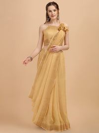 DUNGRANI Women's  Linen Saree With Blouse Piece