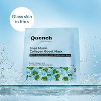 Quench Snail Mucin Collagen Boost Mask with Niacinamide & Hyaluronic Acid for Glass Skin within 4 Hours | Korean Bio-Collagen Overnight Mask for Deep Hydration | Reduces Pigmentation, Wrinkles & Fine Lines (45g, 1 Piece)