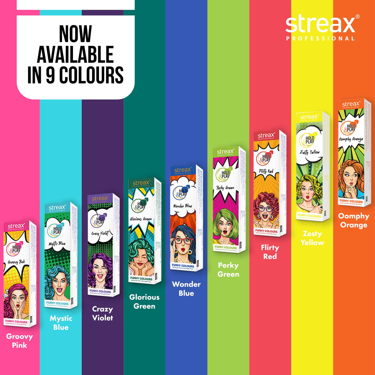 Streax Professional Hold & Play Funky Colour, Oomphy Orange, 100g | Orange Hair Colour I Vibrant Semi-Permanent Hair Colour | Ammonia Free, Peroxide Free