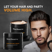 Men Deserve - Hair Styling Cream (100g) | Provides Strong Hold & Nourishment | Paraben & Sulphate Free | Non-Greasy Hair Cream for Men With Coconut Oil & Keratin | Hair Cream for Dry and Frizzy Hair