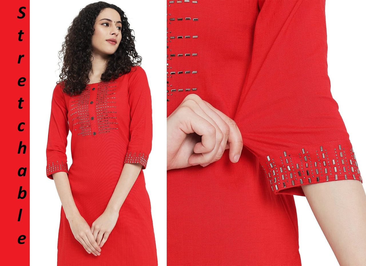 G4Girl Stretchable Cotton Lycra Kurti for Women's