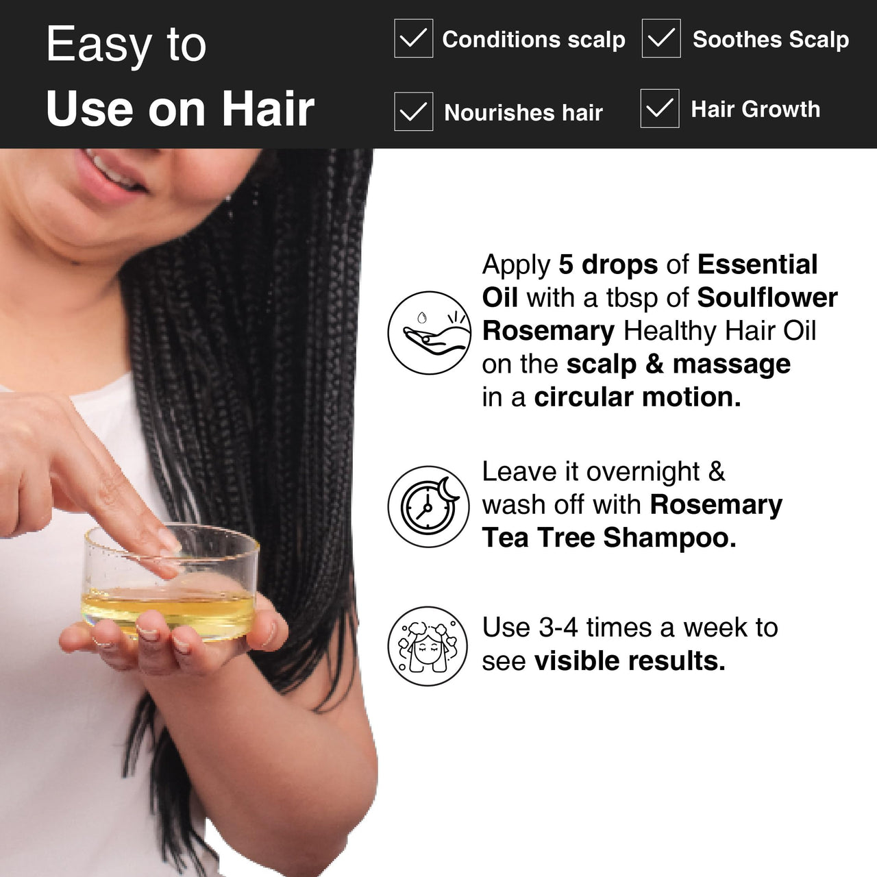 Soulflower Rosemary Essential Oil 15ml & Rosemary Lavender Hair Oil 225ml for For Healthy Hair, Scalp Nourishment, Hair Growth - Pack of 2