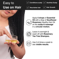 Soulflower Rosemary Essential Oil 15ml & Rosemary Lavender Hair Oil 225ml for For Healthy Hair, Scalp Nourishment, Hair Growth - Pack of 2