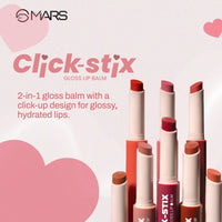 MARS Click Stix Gloss Lip Balm (2.0 gm) (03-BERRY JAM) | High Pigmented | Ultra-Glossy Finish | Non-Sticky | Hydration | Enriched with Cocoa Butter