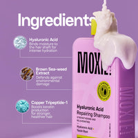 Moxie Beauty Hyaluronic Acid Repair Shampoo | Sulfate-Free & Deep Hydration | Strengthens & Revives Dry Hair | Prevents Frizz & Breakage | 200ml