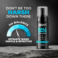 BEARDO B-acne Clear Body Wash, Hair Growth Vitalizer Shampoo & Ball Sack Intimate Wash 3 Items in the set