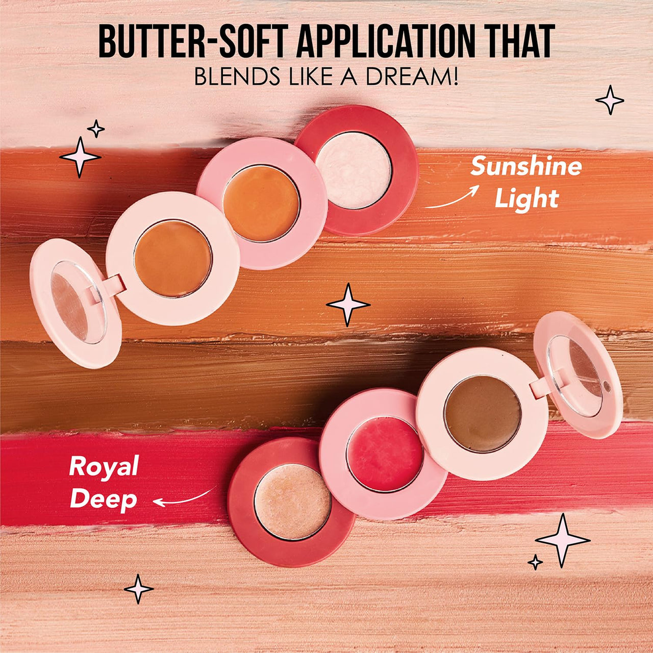 Blue Heaven Stack & Slay Multi Task Trio Countor, Blush & Highlighter For Face Makeup Fights Skin Aging, Nourishing & Moisturizing, Sunshine Light 5.4g