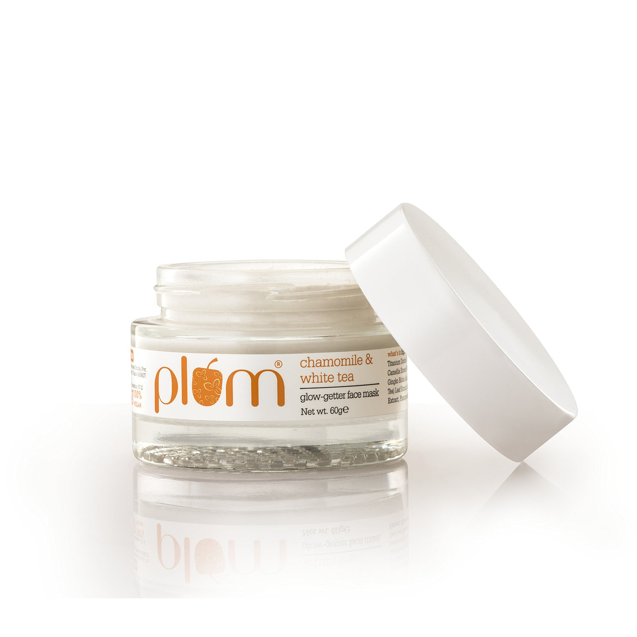 Plum Chamomile & White Tea Glow-Getter Face Mask | De-tanning Clay Mask | For Normal, Combination Skin | 100% Vegan, Cruelty Free | 60g