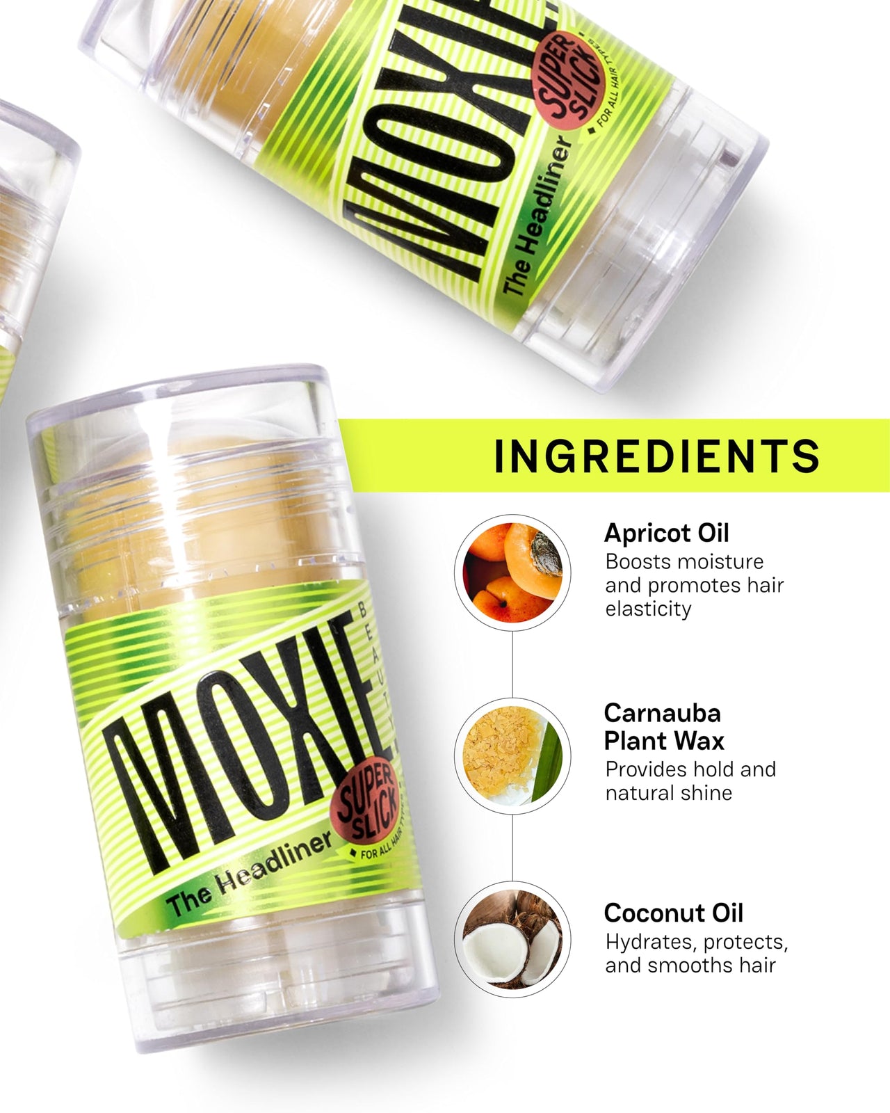 Moxie Beauty The Headliner | Wax Styling Stick | Fly Away Hair Fixer | No Residue | Wax Stick For Hair | (The Headliner And Finisher Duo)