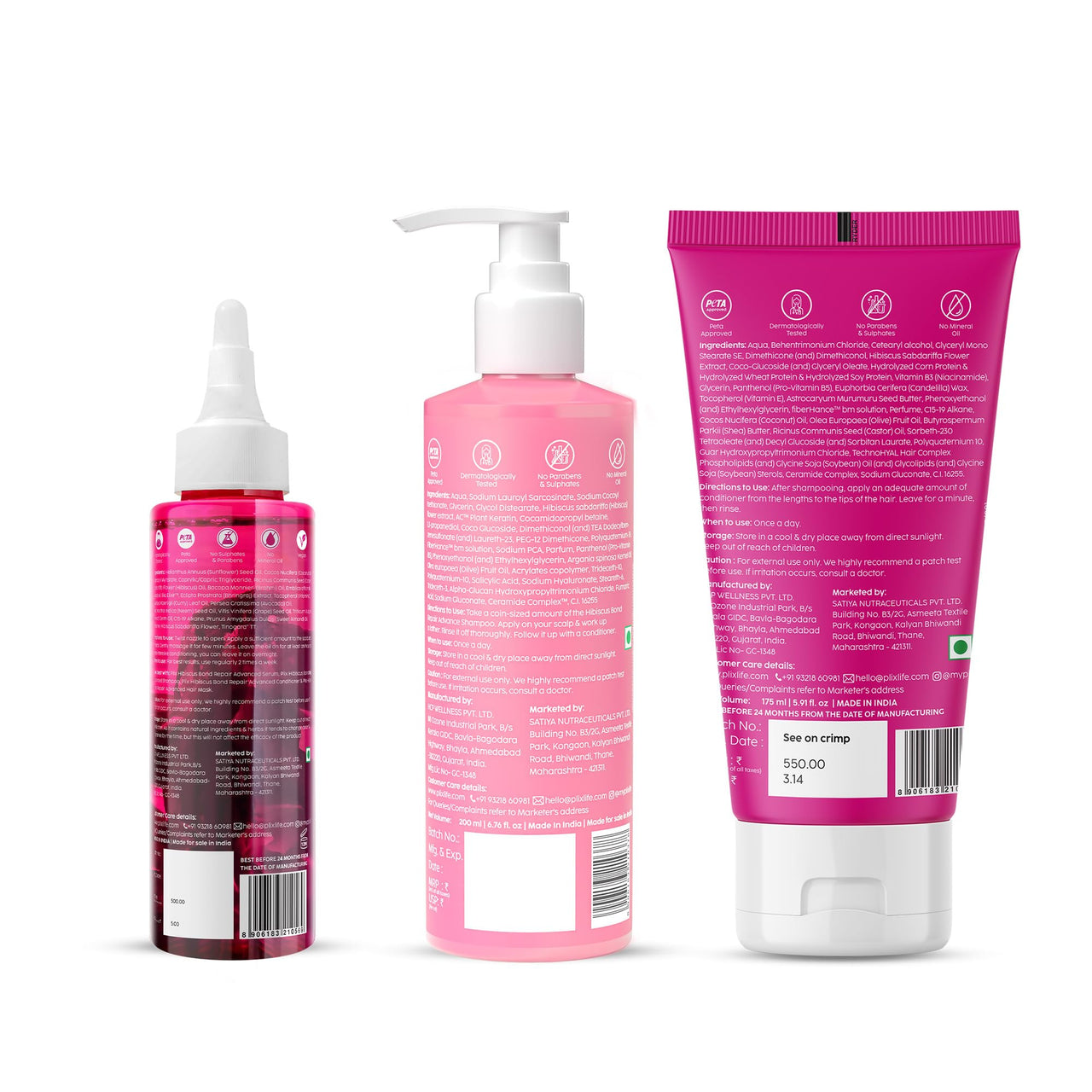 PLIX - THE PLANT FIX Hibiscus Bond Repair Advanced Oil, Shampoo & Conditioner | Repairs Damaged Hair Due To Heat Styling | Restores Strength, Reduces Frizz & Split-Ends