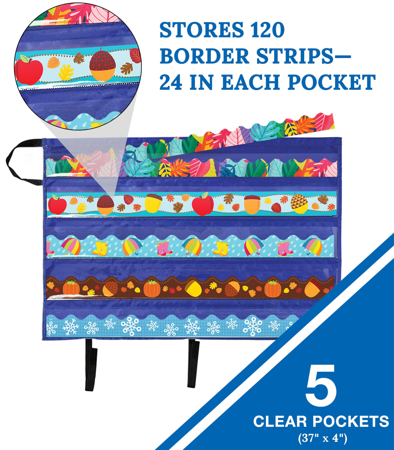 Carson Dellosa Teacher Bulletin Board Border Storage, Foldable Border Storage Pocket Chart-Organize Bulletin Board Borders and Wall Borders, Border Storage with Pockets (41" x 24.5")