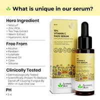 Avimee Herbal 10% Vitamin C Face Serum with Hyaluronic Acid for Glowing Skin | Non Irritating, Safe for Sensitive Skin | Non Sticky | Clinically Proven Formula | For Men and Women | 25 mL