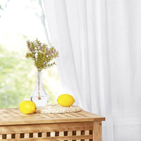 NICETOWN Kitchen Window Curtains, Rod Pocket Semi Sheer Linen Drapes Short Small Curtains Privacy Protection with Light Filtering for Bathroom/Cafe, White, W42 x 45