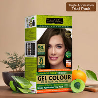INDUS VALLEY Damage Free Natural Gel Hair Colour for Women | Ammonia & PPD Free Organic Hair Colour with 100% Grey Coverage, Long Lasting Hair Color Trial Pack (Medium Brown, 65 ml)