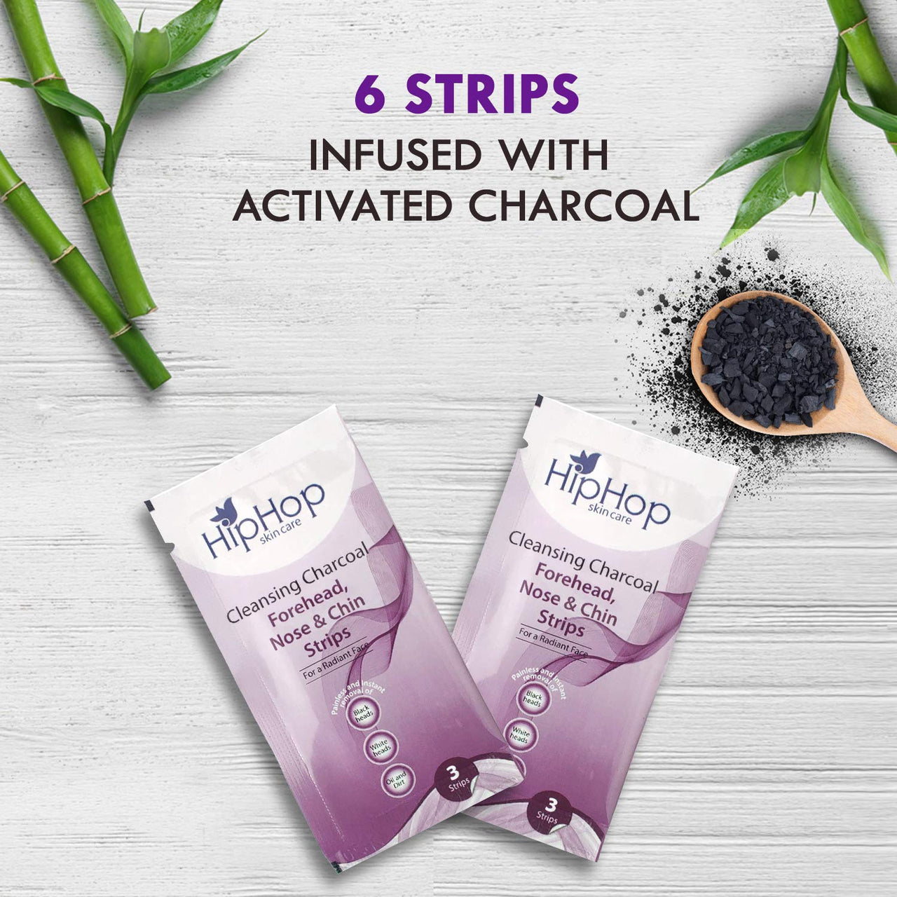 Hip Hop, Hiphop Skincare Cleansing Charcoal Forehead Nose And Chin Strips For Blackhead Removal And Pore Cleansing Total Strips, Aloe Vera, 6 Count