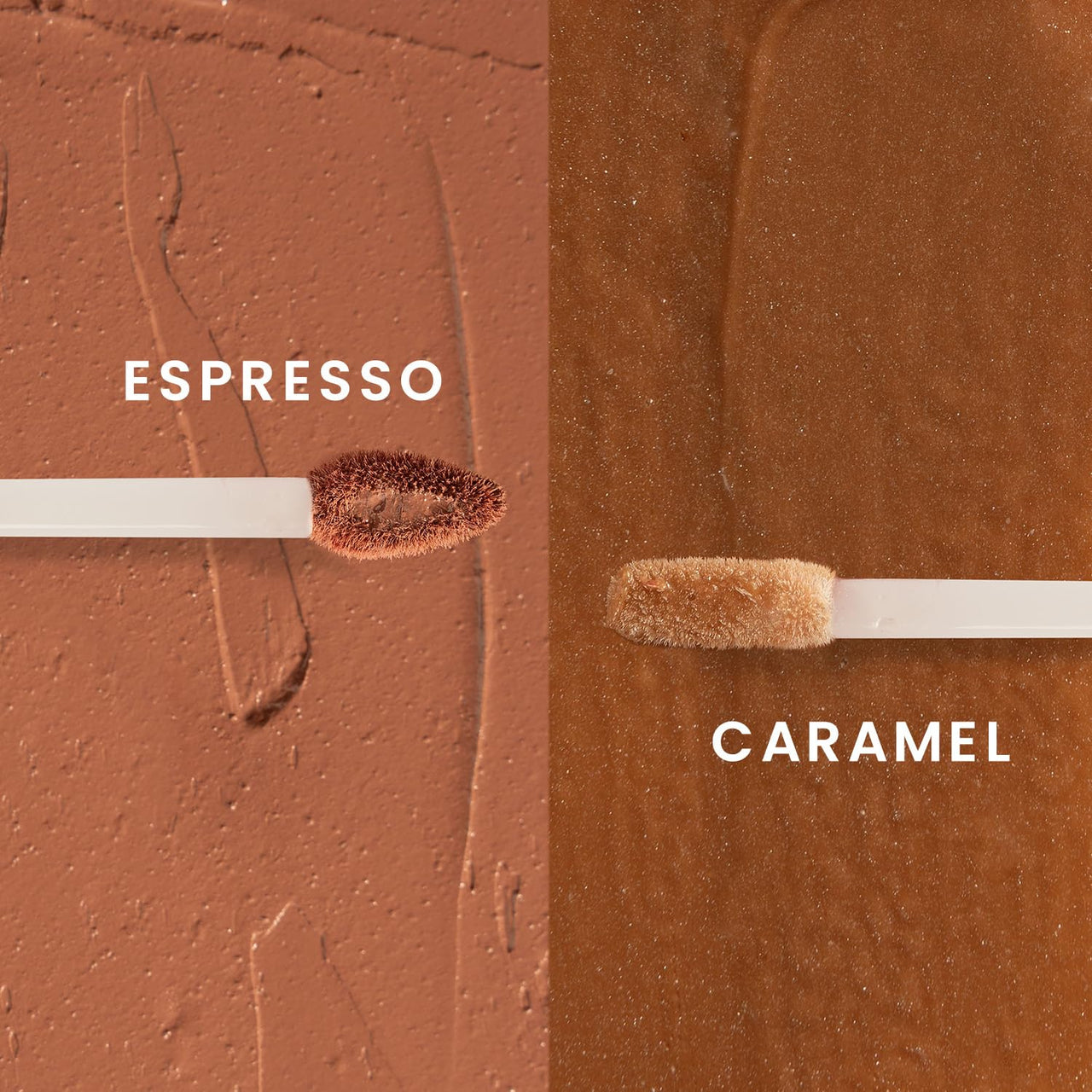 Koe Beauty Double Dip | Espresso & Caramel | Deep Bold Brown Matte Lipstick (2ml) Plus Rich Golden Glaze Buttery Finish Lip Topper (2ml) | Perfect Balance of Color & Shine