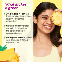 PLIX - THE PLANT FIX Pineapple PHA 3% Alcohol Free Face Toner (150ml) | Pore Tightening & Mild Exfoliation for Oily, Acne Prone, Sensitive & Normal Skin | Hydrating Face Toner for Glowing Skin