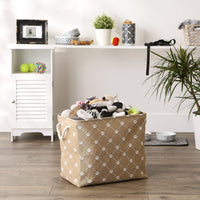 Bone Dry Pet Storage Collection Paw and Bone Print, Large Rectangle, 17.5x12x15, Taupe Trellis