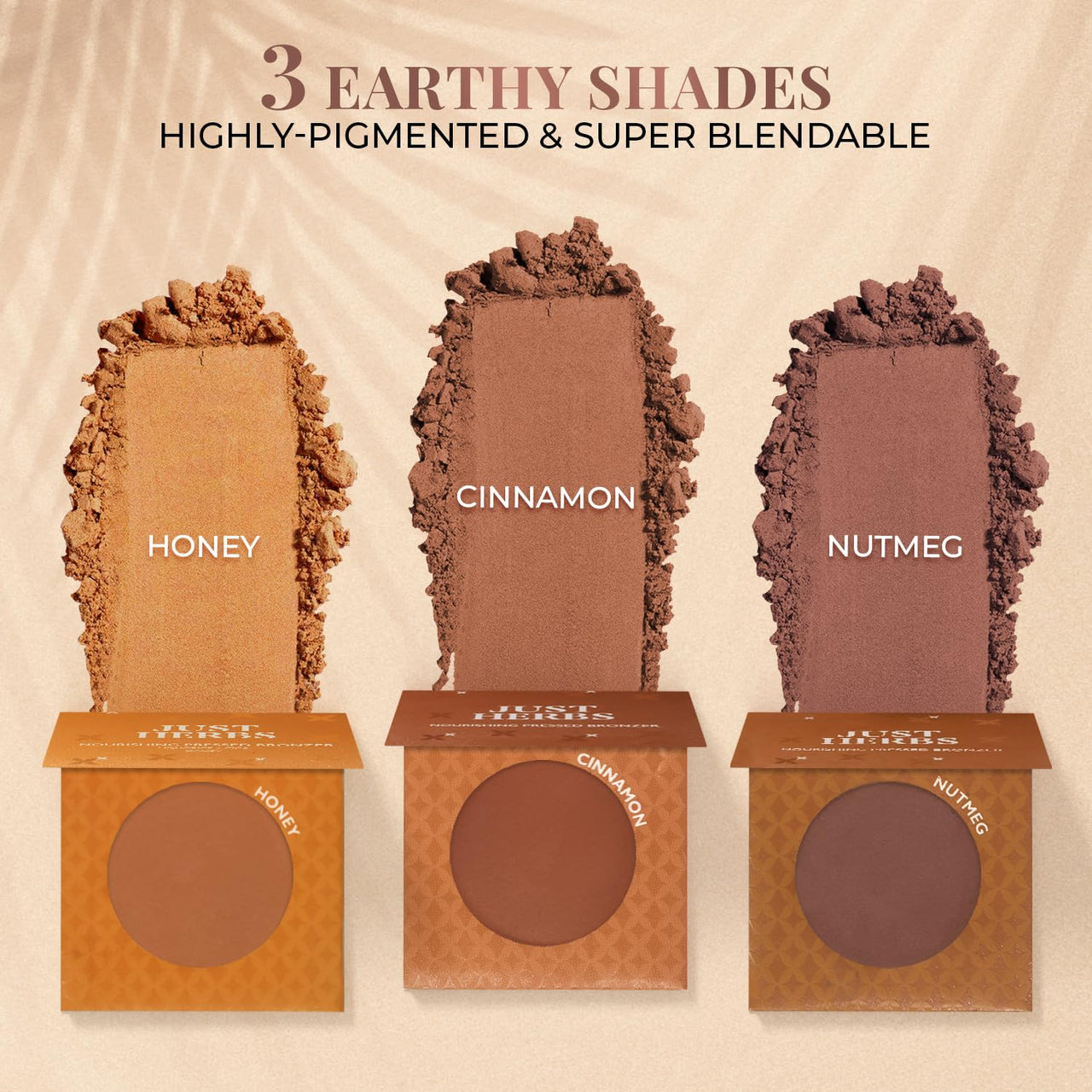 Just Herbs Nourishing Pressed Bronzer Liquorice + Cica for Face Makeup 3.5g (Honey, 3.5)