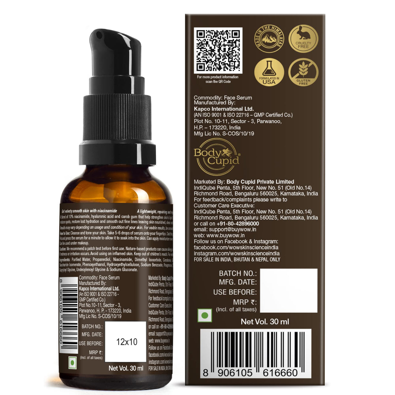WOW Skin Science 10% Niacinamide Serum For Blemishes, Oil Control & Acne Spots - 30ml
