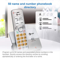 AT&T EL51103 - DECT 6.0 Cordless Home Phone. Full-Duplex Handset Speakerphone, Backlit Display, Lighted Keypad, Caller ID/Call Waiting, Phonebook, Eco Mode, Voicemail Key, Quiet Mode. 1 Handset