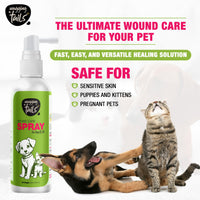Wagging Tails Wound Care Spray for Dogs & Cats- 100ml | Promotes Healing, Soothes Skin, & Helps Protect Against Infections | Suitable for Cuts, Scratches, Surgical Wounds, Abscesses & Abrasions