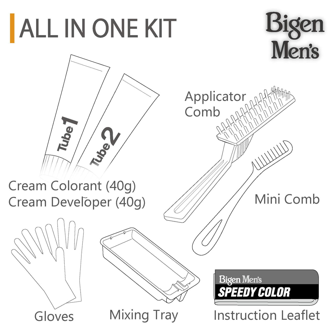 Bigen Men's  Beard Color, Brownish Black B102, 40g & Bigen Men's  Speedy Color, Brown Black 102, 80g
