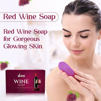 VCare Red Wine Bathing Bar/Soap for Body, Hand, Face 100 gm - Helps to Reduce Fine Lines and Wrinkles for Men and Women (Pack of 8)
