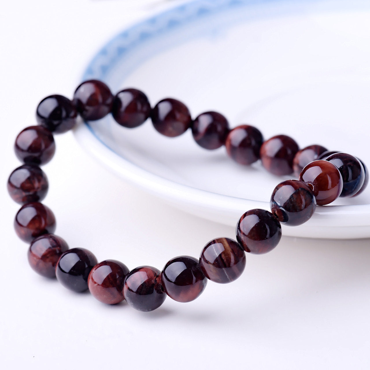 WRCXSTONE Natural 8mm Gorgeous Semi-Precious Gemstones Healing Crystal Stretch Beaded Bracelet Unisex 5 Pieces A Set (5 Colors)
