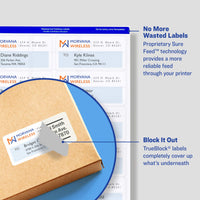 Avery TrueBlock Shipping Labels, Sure Feed, Permanent, 3-1/3