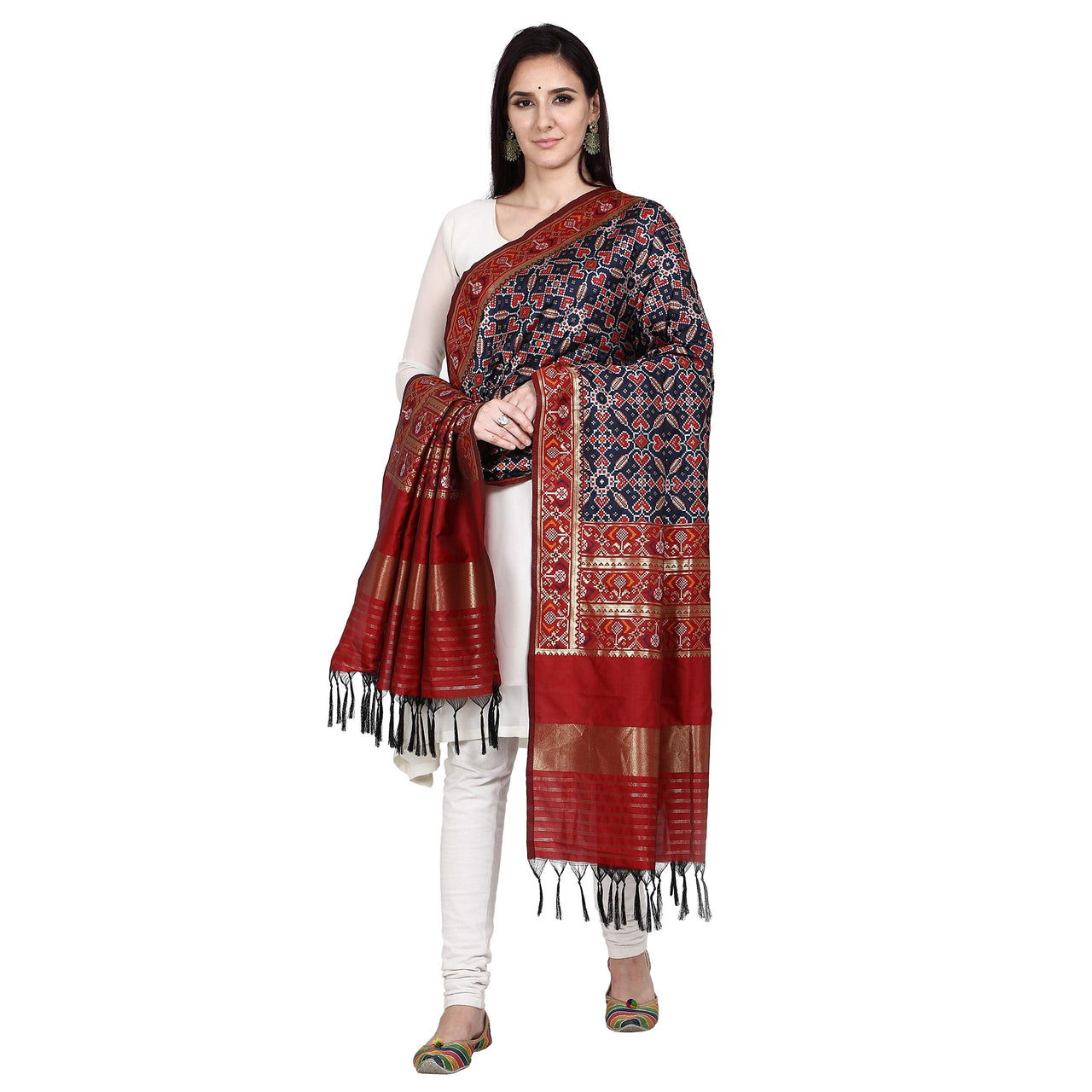 KAPAAHA Women's  Woven Silk Blend Patola Dupatta/Chunni Enough