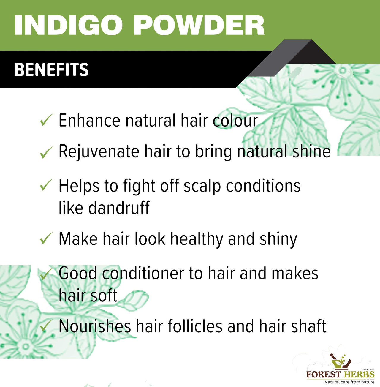 The Forest Herbs Natural Care from Nature Henna and Indigo Leaves Powder Combo (200gm Each) Total 400g | No Added Preservative and Additives | Non-GMO