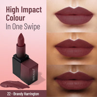 Swiss Beauty Hd Matte Pigmented Smudge Proof Lipstick | Creamy Matte Long Stay Lipstick | Brandy Harrington, 3.4g