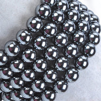 Massive Beads Natural Healing Power Gemstone Crystal Beads Unisex Adjustable Macrame Bracelets 8mm Hematite