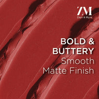 ZM Zayn & Myza Rich Matte Lipstick | Smooth and Light Weight | Intense Color in one Swipe | High Pigmentation Bullet Lip Stick Enriched with Argan oil, Murumuru and Shea Butter, (4.2 g, Iconic)