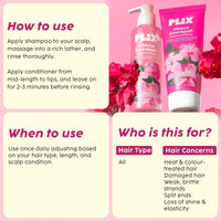 PLIX - THE PLANT FIX - Hibiscus Bond Repair Shampoo (200ml) + Conditioner (175ml) | Repairs Molecular Structure & Reduces Breakage | FiberHance™ & TechnoHYAL Hair Complex